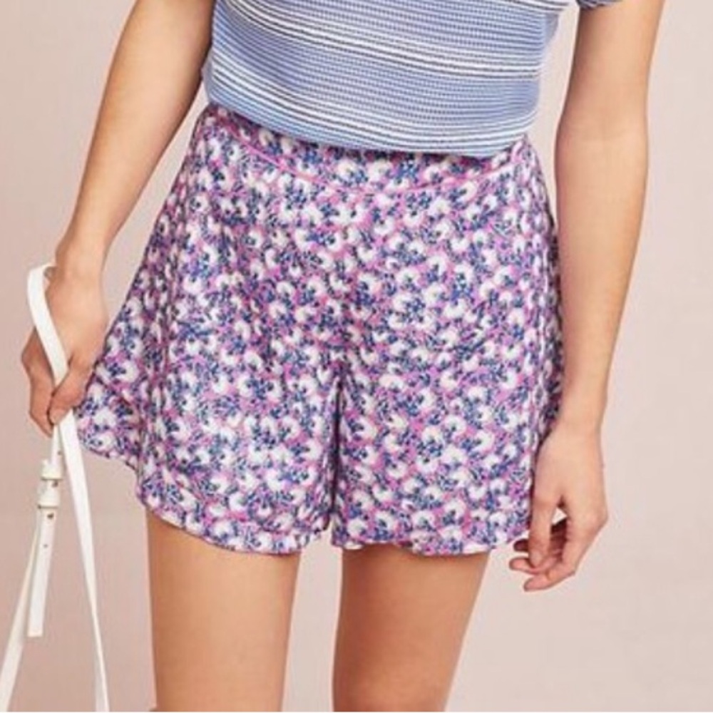 Anthropologie Ett:Twa Simone tiered swing shorts purple blue